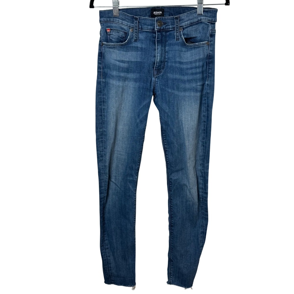 Hudson Skinny‎ Jeans Womens 27 Blue Raw Hem Mid Rise Stretch Denim